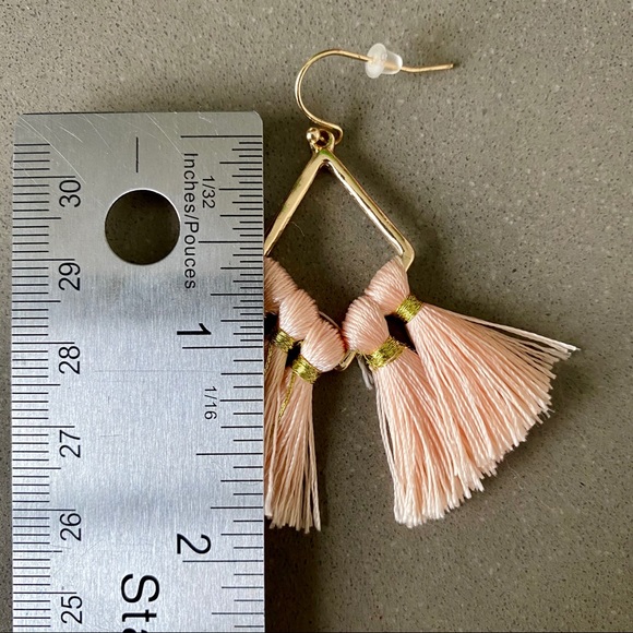 Peach and Gold Tassel Earrings - Picture 2 of 2